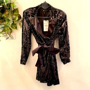 NWT 🏷️ ZARA SEQUIN BLAZER JACKET STYLE DRESS SZ MEDIUM